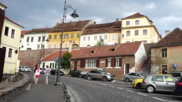 Sibiu Romania Jule 2019 Άδειοι Δρόμοι Στο Ιστορικό Κέντρο Της — Αρχείο Βίντεο