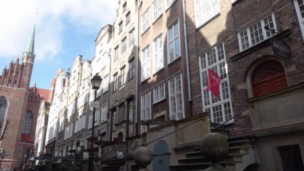 Gdansk Poland March 2019 View Pedestrian Streets Old Historical Buildings — Stock Video