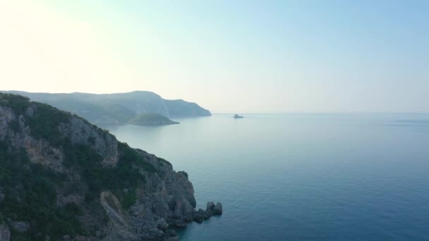 Quite Peaceful Sunrise Paleokastritsa Bay Clear Sky Calm Sea Corfu — 비디오