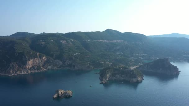 Quite Peaceful Sunrise Paleokastritsa Bay Clear Sky Calm Sea Corfu — 비디오