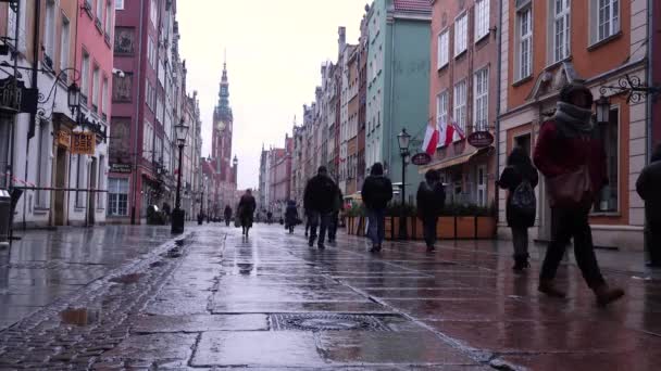 Gdansk Polska Marca 2019 Niski Widok Główną Ulicę Starego Miasta — Wideo stockowe