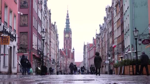 Gdansk Polonia Marzo 2019 Vista Baja Calle Principal Del Casco — Vídeo de stock