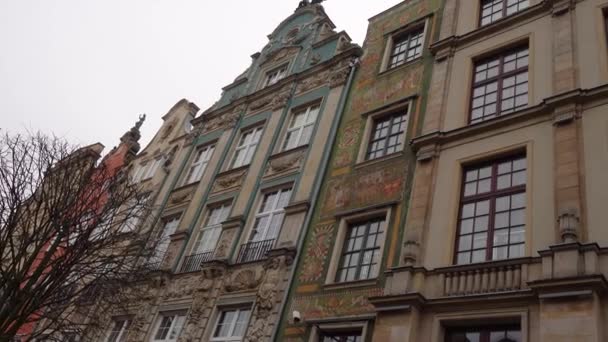 Gdansk Polónia Março 2019 Vista Das Ruas Pedestres Com Antigos — Vídeo de Stock
