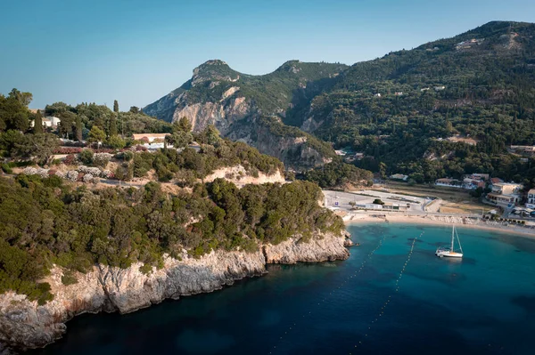 Abbastanza Tranquilla Alba Sulla Baia Paleokastritsa Con Cielo Limpido Calma — Foto Stock