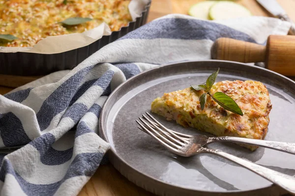 Zucchini Pie Ham Cheese Summer Diet Cak — стоковое фото