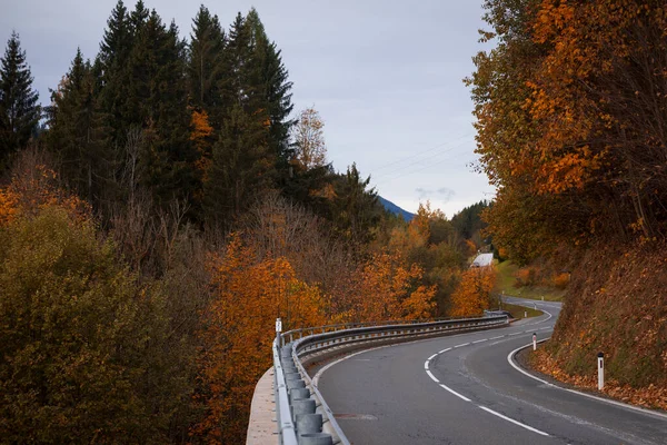 Krásná Krajina Horská Cesta Silnice Horách Rakouska Autum — Stock fotografie
