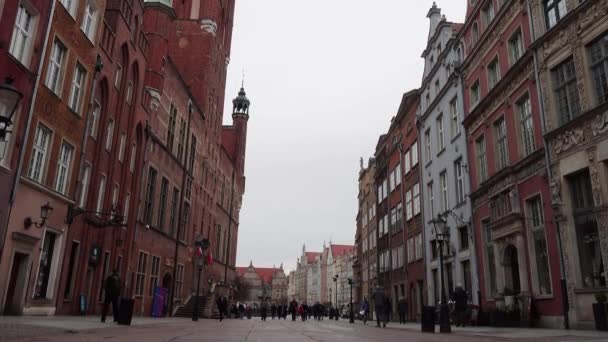 Gdansk Polska Marca 2019 Widok Ulic Dla Pieszych Starymi Zabytkowymi — Wideo stockowe