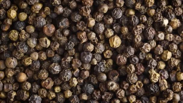 Top View Close Black Pepper Rotating Background — Video Stock