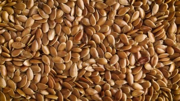 Top View Close Flax Seeds Rotating Background — Vídeos de Stock