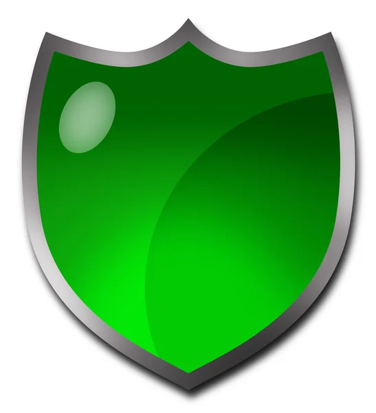 Зеленый значок или пуговица в форме герба — стоковое фото