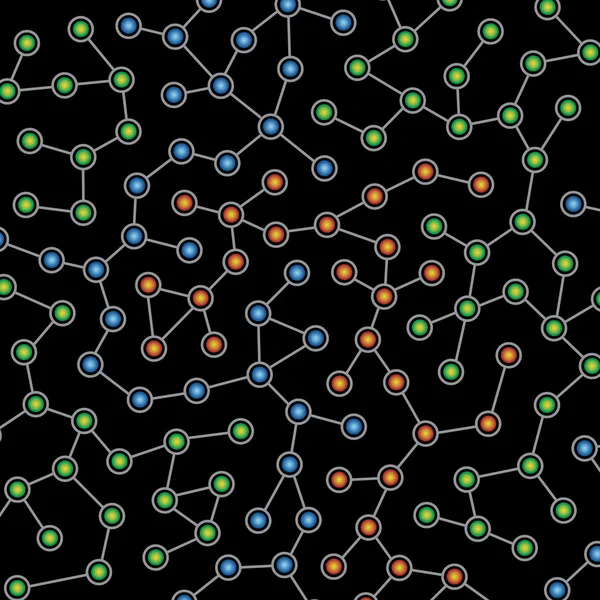 Netwerk van kleur knooppunten tegen zwart — Stockfoto