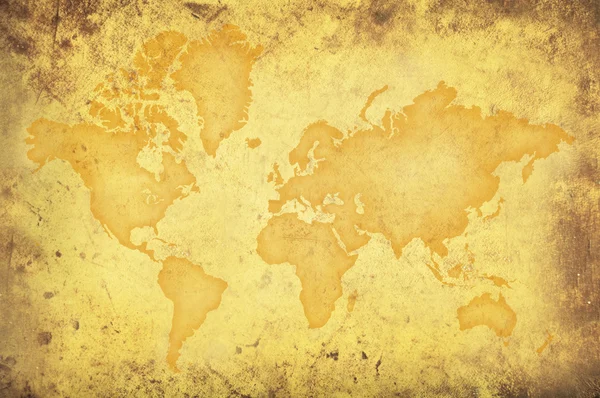 Grungy mapa amarelo do mundo — Fotografia de Stock