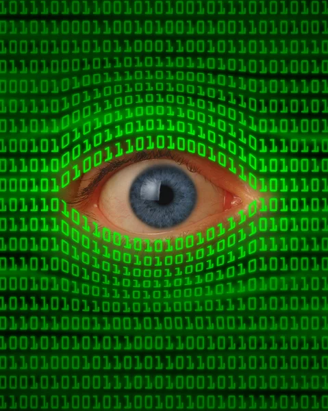 Eye Peeking Through Binary Code — Stock Photo, Image