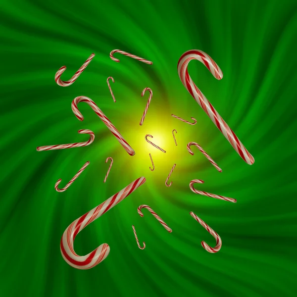 Candy Canes in a Green Vortex — Stock Photo, Image