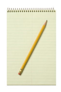 Stenographer's pad with a yellow pencil clipart