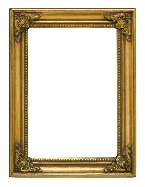 Moldura de imagem vertical de ouro antigo contra branco — Fotografia de Stock