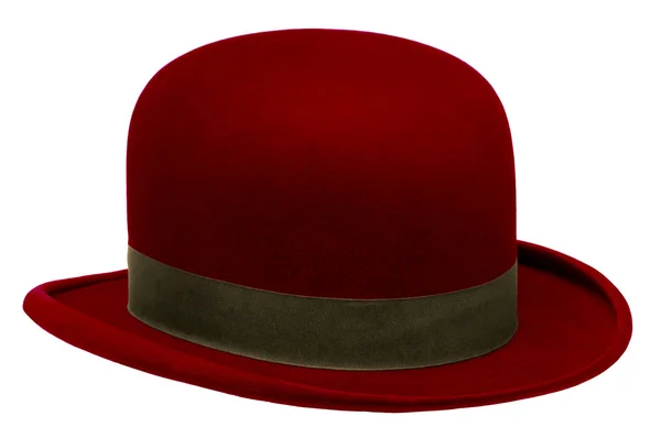 Red bowler or derby hat — Stock Photo, Image