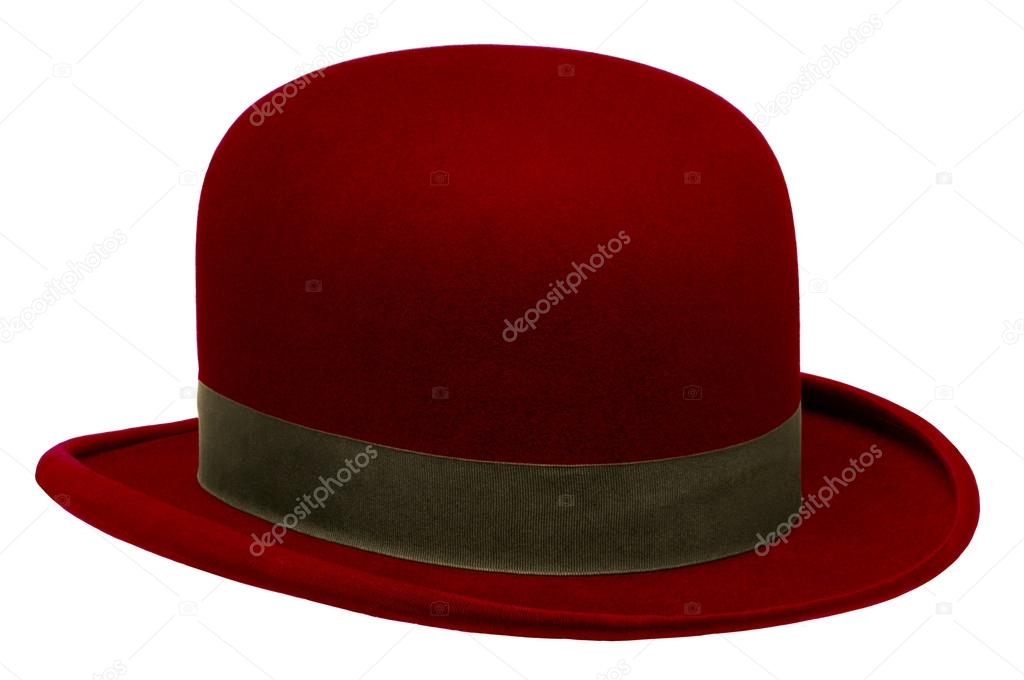 Red bowler or derby hat