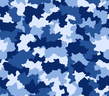 Blue camouflage seamless pattern clipart