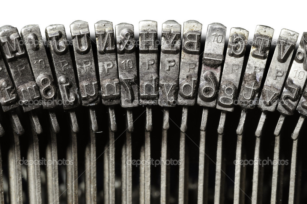 Close-up of vintage typewriter letter & symbol keys