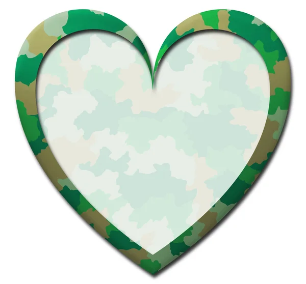 Yeşil kamuflaj kalp — Stok fotoğraf