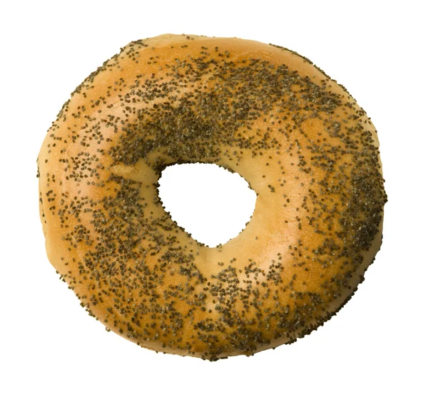 Bagel de semente de papoula contra branco — Fotografia de Stock