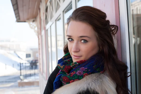 Portrait of girl in fox vest — Stock Photo, Image