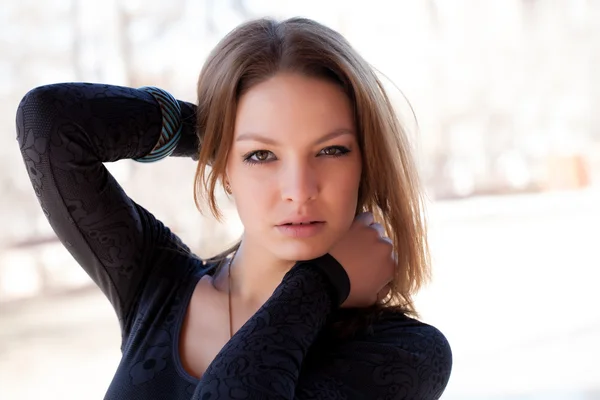 Portrait of a beautiful young model with short hair — Stock Photo, Image