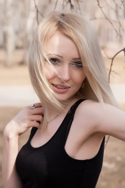 Portrait of a young blonde with a European face — Stock Photo, Image