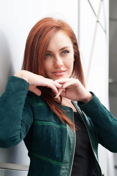 Beautiful young girl with red hair — Stock Photo, Image