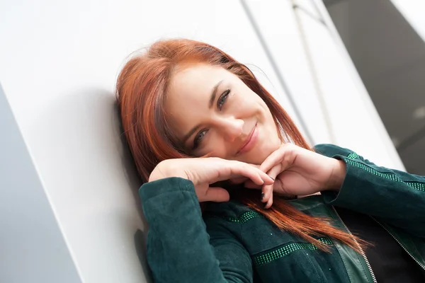 Beautiful young girl with red hair — Stock Photo, Image