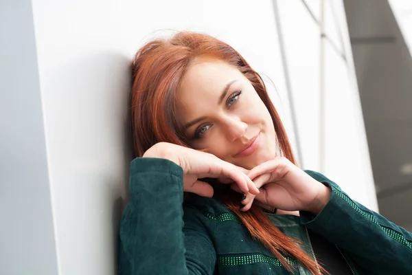 Beautiful young girl with red hair — Stock Photo, Image