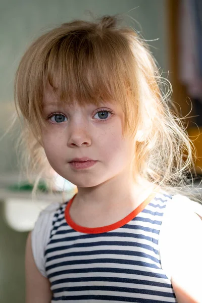 Emotional Little Girl Shooting Natural Light Royalty Free Stock Photos