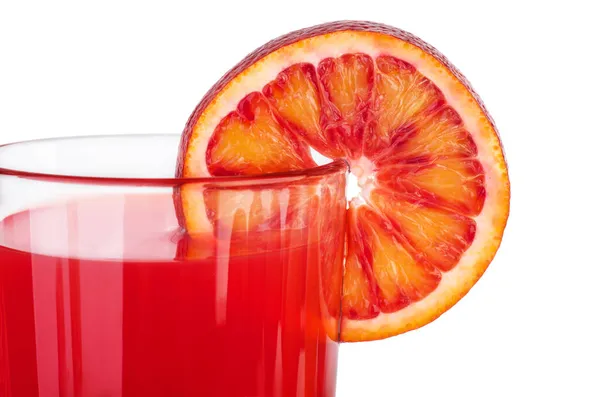 Roter Blutiger Orangensaft Isoliert Auf Weißem Hintergrund — Stockfoto