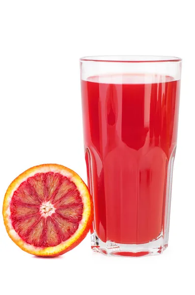 Roter Blutiger Orangensaft Isoliert Auf Weißem Hintergrund — Stockfoto