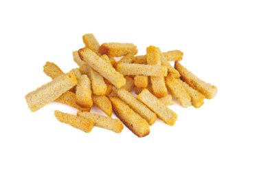 Beyaz arkaplanda izole edilmiş rusk yığını