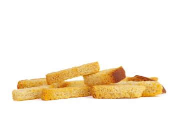 Beyaz arkaplanda izole edilmiş rusk yığını