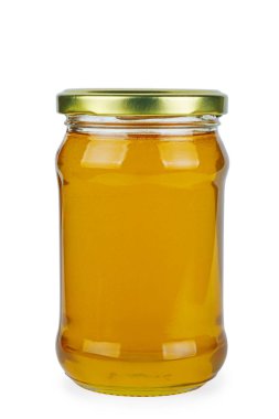 Beyaz arka plan üzerinde izole bal ile Cam Kavanoz