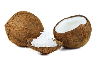 Tam hindistan cevizi, rendelenmiş ve yarısı