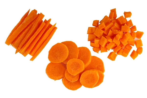 Sliced Chopped Carrot Isolated White Background — Stock Photo, Image