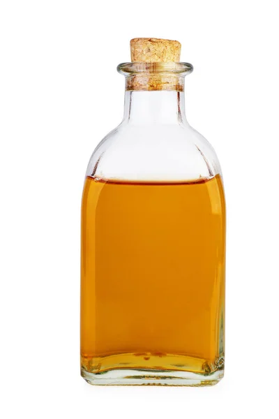 Glass Bottle Apple Vinegar Isolated White Background — Stock Photo, Image