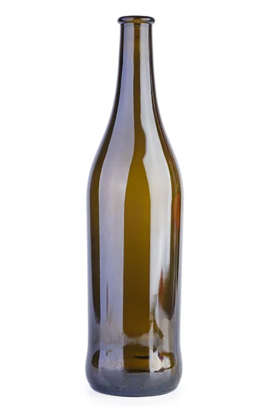 Botol Anggur Coklat Kosong Terisolasi Atas Putih — Stok Foto