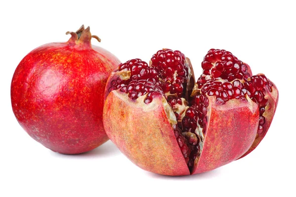 Pomegranate Fruit Whole Cut Isolated White Background — Stock Photo, Image