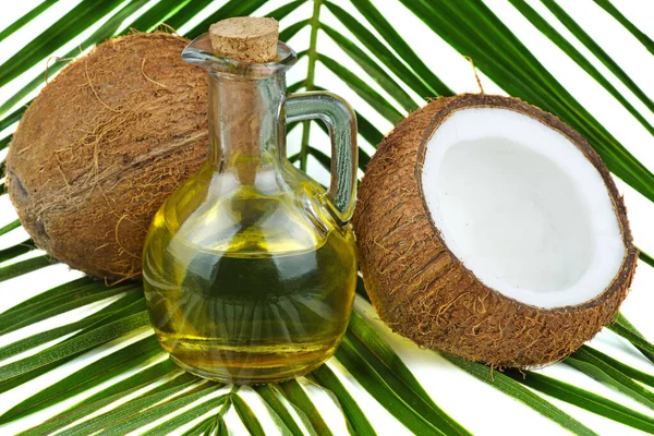 Coconut Oil White Background — Stock Photo, Image