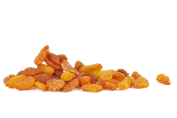 Pile Sweet Amber Raisins Isolated White Background — Fotografia de Stock