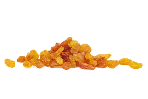 Pile Sweet Amber Raisins Isolated White Background — Stock Photo, Image