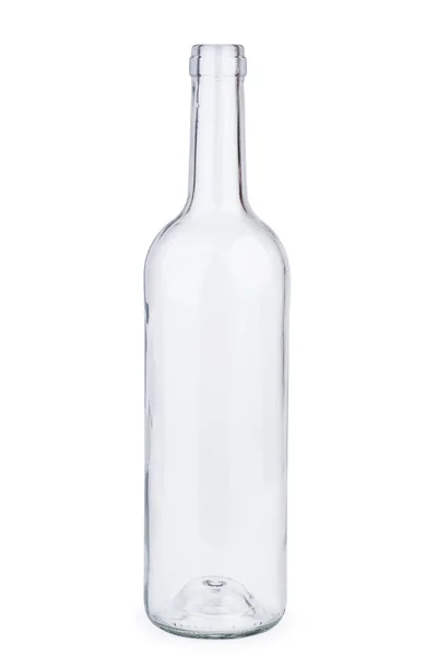 白に隔離された空の白ワインボトル — ストック写真