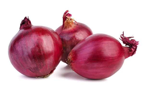 Three Purple Onions Isolated White Background — Stock Photo, Image