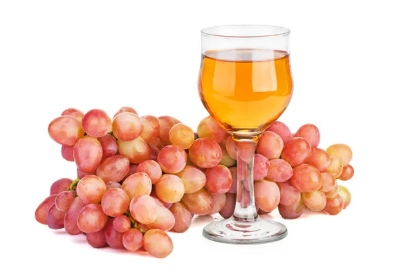 Pink Grape Glass White Wine Isolated White Background — Stock Photo, Image