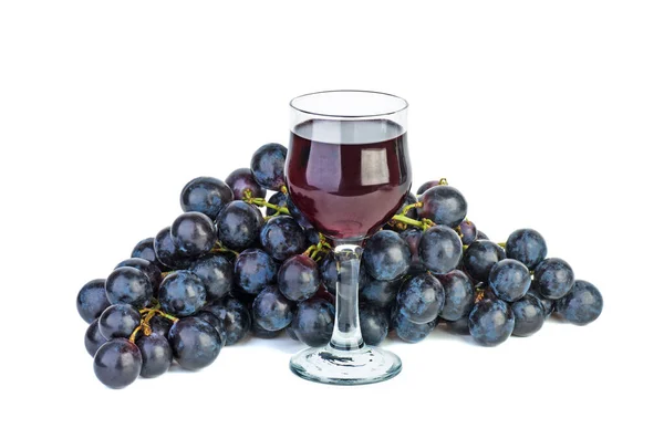 Black Grape Glass Red Wine Isolated White Background — Stock Photo, Image